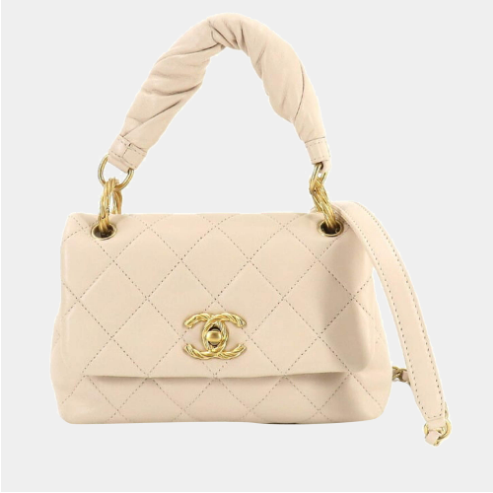 Chanel Cream Caviar Leather Extra Mini Coco Top Handle Bag